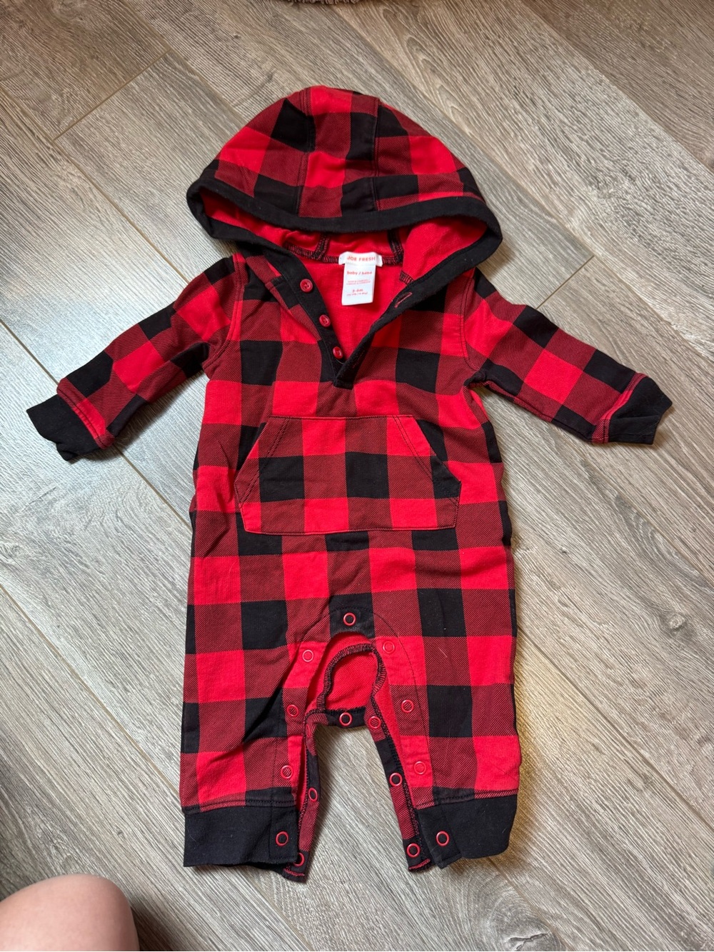 Joe Fresh Red & Black Buffalo Plaid Hooded One-Piece